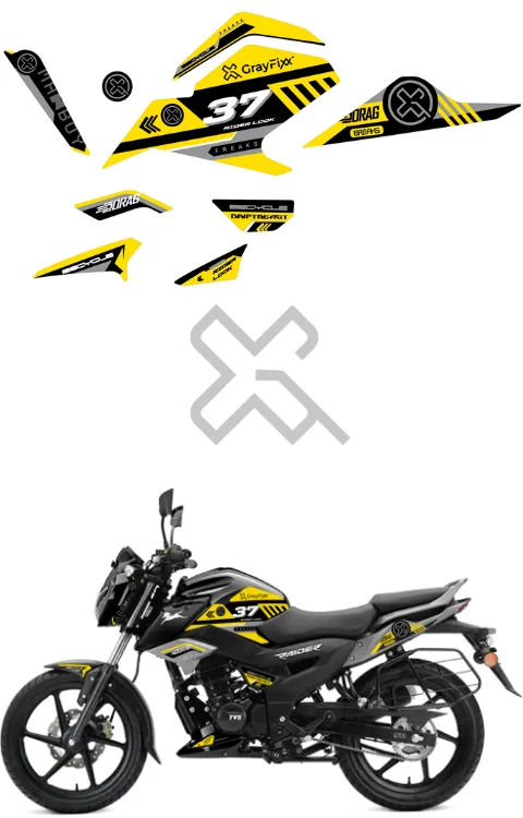37 Drag Edition Half Body Sticker Compatible with Raider 125 | Printed In Premium Vinyl With FPF(Fade Protection Film), Water Proof, Precut Sticker, Pack Of 1 Compatible with Both Side